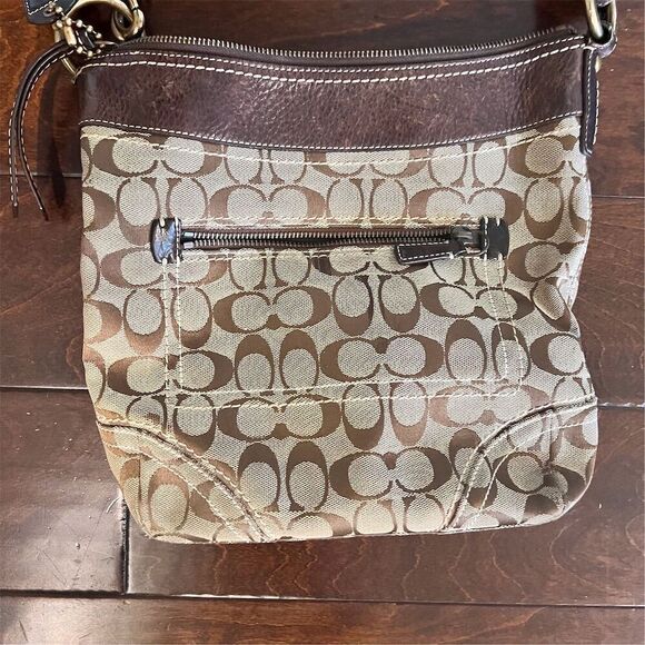 Vintage 1990s Coach Signature Brown Leather Crossbody Bucket Bag BRAND NEW Clean - Picture 2 of 10